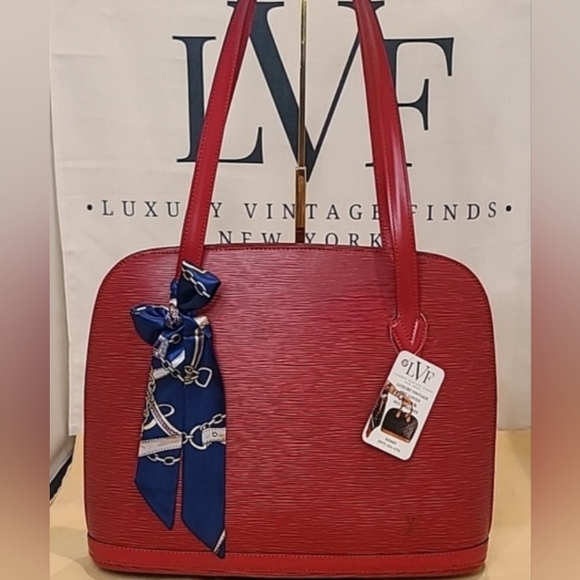 VINTAGE 1995 LOUIS VUITTON RED EPI LEATHER LUSSAC TOTE BAG VERY GOOD CONDITION - Picture 3 of 17